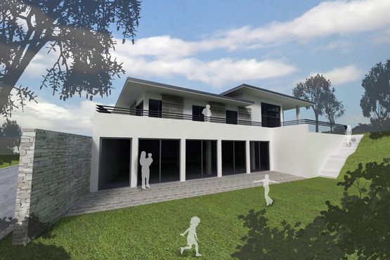 Villa Brixen Österreich Visualisierung Terrasse Schwimmbad