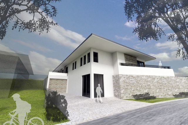 Villa Brixen Österreich Visualisierung Straße Garage