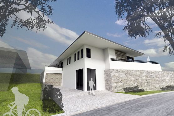 Villa Brixen Österreich Visualisierung Straße Garage